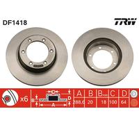 TRW Brake disc DF1418 288 20 6 127 Vented Painted TOYOTA: HILUX 6 Pick-up, HILUX 5 Pick-up