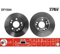 TRW Brake Disc DF1584 - for MERCEDES-BENZ 190, W201, 190 Sedan - 1 pc