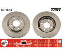 TRW DF1663 Brake Disc for SAAB