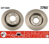 TRW DF1669 Brake Disc for SAAB