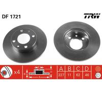 TRW DF1721 Brake Disc for AUTOBIANCHI,FIAT,FORD OTOSAN,FSO,INNOCENTI,LANCIA,PINI