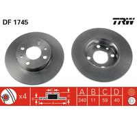 TRW DF1745 Brake Disc for ABARTH,ALFA ROMEO,CHRYSLER,FIAT,FORD,LANCIA