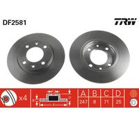 TRW DF2581 Brake Disc for CITROËN,CITROËN (DF-PSA),PEUGEOT
