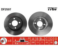 TRW DF2597 Brake Disc for AUDI