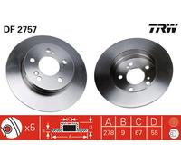 TRW DF2757 Brake Disc for CHRYSLER,MERCEDES-BENZ