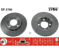 TRW DF2780 Brake Disc for SEAT,VW