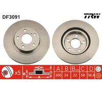 TRW DF3091 Brake Disc for SUBARU