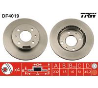 TRW DF4019 Brake Disc for NISSAN
