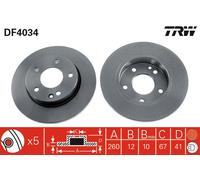 TRW DF4034 Brake Disc for MERCEDES-BENZ