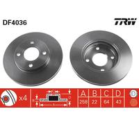 TRW DF4036 Brake Disc for FORD,FORD AUSTRALIA,MAZDA