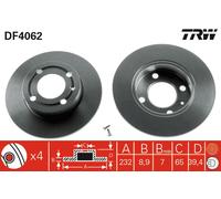 TRW DF4062 Brake Disc for SEAT,VW