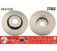 TRW Brake Disc DF4125S Vented for Audi