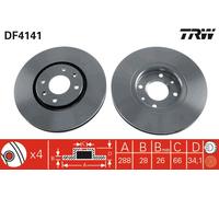 TRW DF4141 Brake Disc for CITROËN