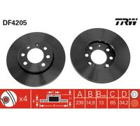 TRW DF4205 Brake Disc for AUDI,VW