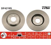 TRW Brake Disc DF4219S Vented for Jaguar XK8, XJ & Daimler