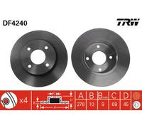 TRW Brake Disc DF4240 – Solid – for Nissan Primera / Primera Traveller – 2 pcs
