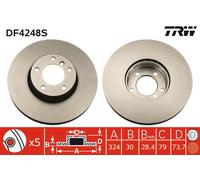 2x Brake disc Vented DF4248S TRW for BMW 5 5 Touring