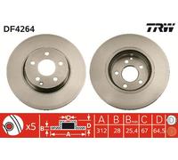 TRW DF4264 Brake Disc for MERCEDES-BENZ,MERCEDES-BENZ (BBDC)