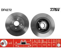 TRW DF4272 Brake Disc for RENAULT
