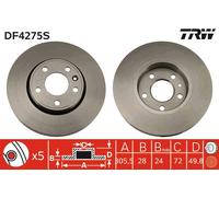 TRW DF4275S Brake Disc for ,NISSAN,OPEL,RENAULT,VAUXHALL