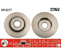 TRW DF4277 Brake Disc for FORD