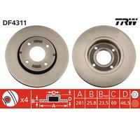 TRW DF4311 Brake Disc for MITSUBISHI,SMART