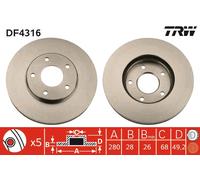 TRW DF4316 Brake Disc for NISSAN
