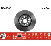 TRW DF4350S Brake Disc for AUDI,SEAT,SKODA,VW