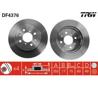 TRW Vented Front Brake Discs Genuine OE Quality Service Replacement Pair