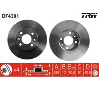 TRW DF4381 Brake Disc for DACIA,RENAULT,SMART