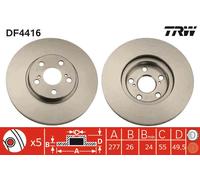 TRW DF4416 Brake Disc for TOYOTA