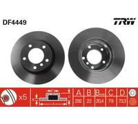 TRW Brake Disc DF4449 - Vented for BMW 1 Series (E81/E87/E88)