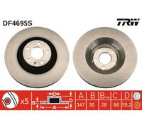 TRW Brake Disc DF4695S Vented for AUDI A6 C6, A6 Avant, A6 Allroad - 2x