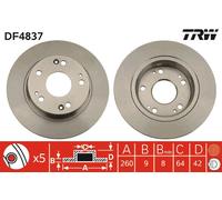 TRW DF4837 Brake Disc for CIIMO,GREAT WALL,HONDA,HONDA (DONGFENG)
