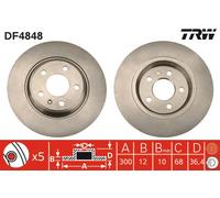 2x Brake Discs Pair Solid fits AUDI A5 Rear 07 to 17 300mm Set TRW 8K0615601B