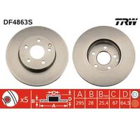 2x Brake Discs Pair Vented fits MERCEDES SLK200 R172 1.8 Front 2011 on 295mm Set