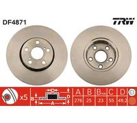 TRW DF4871 Brake Disc for TOYOTA