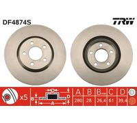 TRW Brake Disc DF4874S Vented for Dodge Neon II (1999-2002), Chrysler