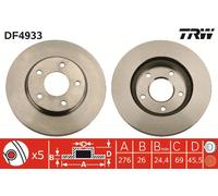 TRW DF4933 Brake Disc for DODGE,MITSUBISHI,MITSUBISHI (SOUEAST)