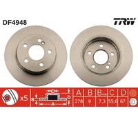 TRW Brake disc MERCEDES-BENZ DF4948 0004231312,000423131207,2044230512 Brake rotor,Brake discs,Brake rotors A0004231312,A000423131207,A2044230512