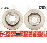TRW DF6205 Brake Disc for SSANGYONG
