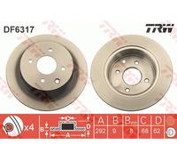 1X Brake disc TRW DF6317 for NISSAN TIIDA Saloon (SC11) 1.5 2007-2012