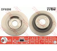 TRW DF6598 Brake Disc for MITSUBISHI