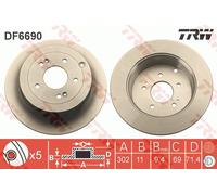 TRW Brake Disc DF6690 - for Hyundai Santa Fe II (58411-2B000)