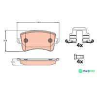 TRW DISC BRAKE BRAKE PAD SET GDB2107 FOR AUDI