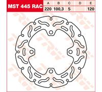 Trw Mst445rac Racing Brake Disc Silver unisex
