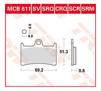 TRW Lucas MCB611SCR racing brake pad, no ABE
