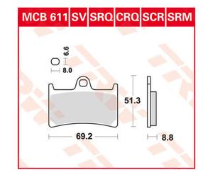 TRW Lucas MCB611SCR racing brake pad, no ABE