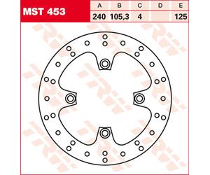 TRW Lucas MST453 brake disc rigid