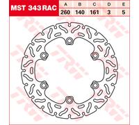 TRW Racing brake discs, rear, with ABE REAR, MST343RAC FIXED